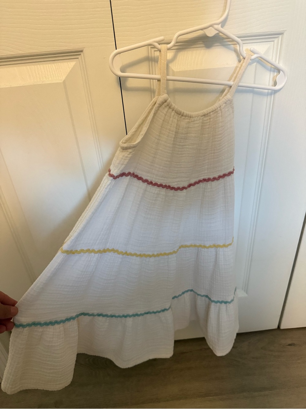 Old Navy Girls Cream Gauze Sundress with Multicolor Trim